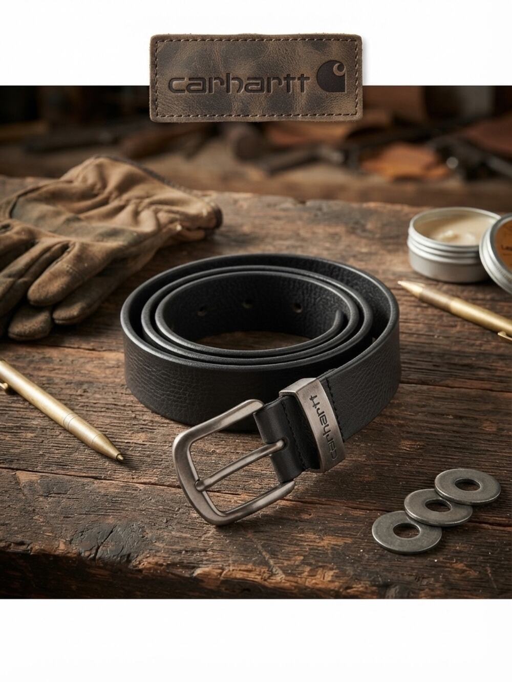 Carhartt Women’s Full Grain Leather Belt - Black, Size XL
